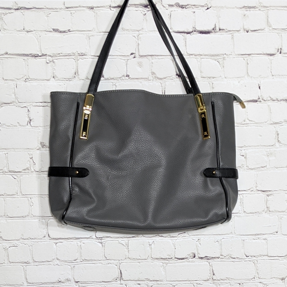 Gray Black Tote Handbag